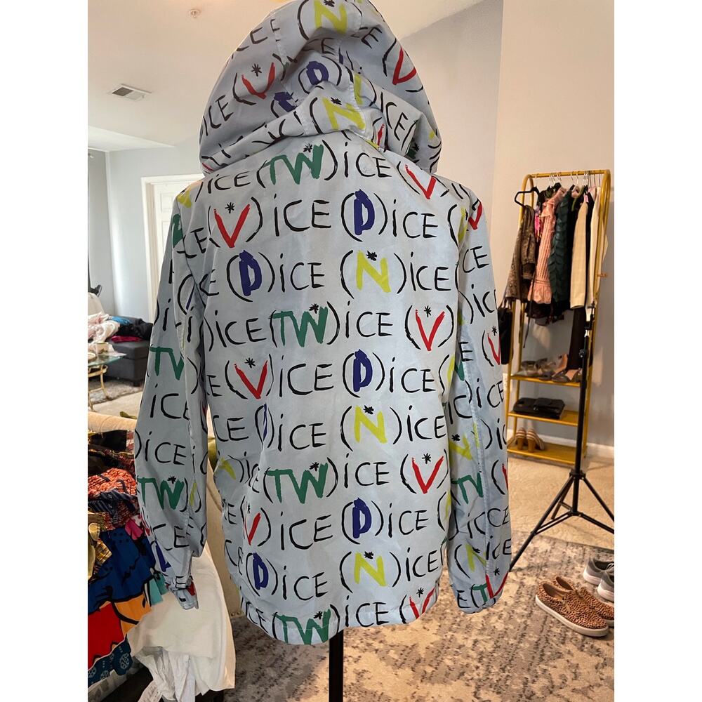 ICE Italy Hooded Windbreaker Size 44 Multicolor Graphic Nylon Jacket - Picture 4 of 6